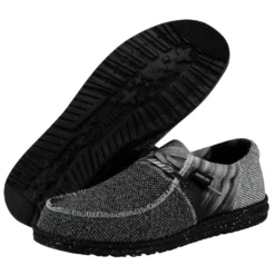 Heydude Hey Dude Men's Wally Sox TriFans Black -The Casual Step Sales Store 112563362 WALLY SOX TRI FANS BLACK AND SILVER LEFT 3