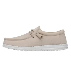 Heydude Hey Dude Men's Wally Slub Canvas Natural -The Casual Step Sales Store 40009 106 WALLYSLUBCANVAS NATURAL LEFTSIDE