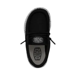 Heydude Hey Dude Wally Toddler Slub Canvas Black -The Casual Step Sales Store 40029 001 WALLYTODDLERSLUBCANVAS BLACK LEFTTOP