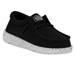 Heydude Hey Dude Wally Toddler Slub Canvas Black -The Casual Step Sales Store 40029 001 WALLYTODDLERSLUBCANVAS BLACK RIGHTANGLE