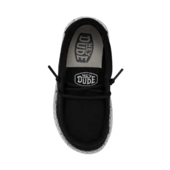 Heydude Hey Dude Wally Toddler Slub Canvas Black -The Casual Step Sales Store 40029 001 WALLYTODDLERSLUBCANVAS BLACK RIGHTTOP