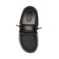Heydude Hey Dude Wally Toddler Slub Canvas Dark Grey -The Casual Step Sales Store 40029 029 WALLYTODDLERSLUBCANVAS DARKGREY RIGHTTOP