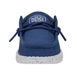 Heydude Hey Dude Wally Toddler Slub Canvas True Blue -The Casual Step Sales Store 40029 428 WALLYTODDLERSLUBCANVAS TRUEBLUE LEFTFRONT