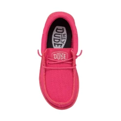 Heydude Hey Dude Youth Wally Funk Monochrome Electric Pink -The Casual Step Sales Store 40045 6QQ WALLYYOUTHFUNKMONO ELECTRICPINK RIGHTTOP