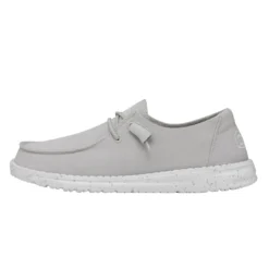 Heydude Hey Dude Wendy Slub Canvas Light Grey -The Casual Step Sales Store 40063 007 WENDYSLUBCANVAS LIGHTGREY LEFTSIDE
