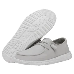 Heydude Hey Dude Wendy Slub Canvas Light Grey -The Casual Step Sales Store 40063 007 WENDYSLUBCANVAS LIGHTGREY PAIRBOTTOM