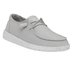 Heydude Hey Dude Wendy Slub Canvas Light Grey -The Casual Step Sales Store 40063 007 WENDYSLUBCANVAS LIGHTGREY RIGHTANGLE