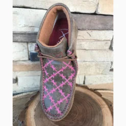 WE Exclusive Twisted X Kid's Brown And Pink Barbwire Driving Moc